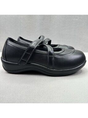 OrthoFeet Celina 865 Womens Size 8 (EE) Mary Jane Black Leather Orthotic X-WIDE